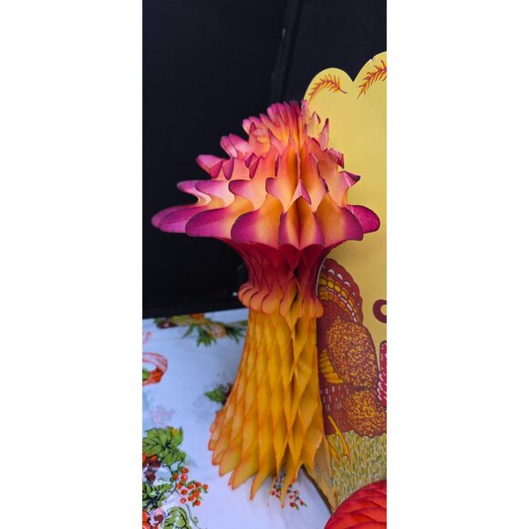 Retro Vintage Happy Thanksgiving Honey Comb Die Cut Scan Party 1988 - Picture 3 of 12